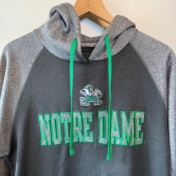 Notre Dame University Classic Logo Hoodie Sweatshirt Gray Unisex Size Small - Picture 2 of 6